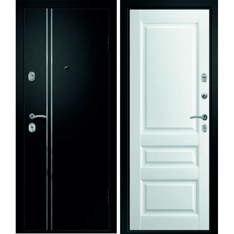 Входная дверь в квартиру Ретвизан Медея-321 (М1) «Эрмитаж-2» 860х2050 Левая Сатин черный - Белый