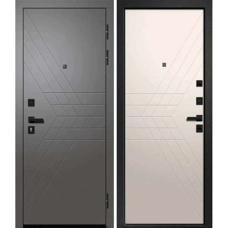 Входная дверь в квартиру Ретвизан Орфей-605 860х2050 Левая Сатин черный - Софт графит/Супермат латте