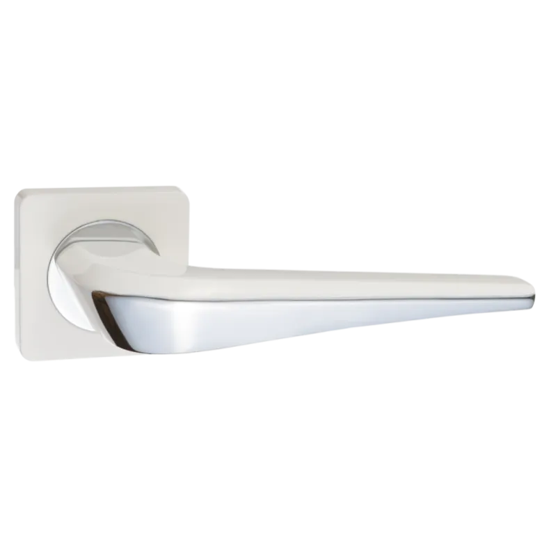 Ручка дв. "Фиоре", РЕНЦ INDH 425-02 белый/хром блестящий