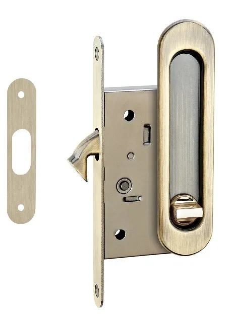 Ручки для раздвижных дверей с замком, INSDH-BK 501 бронза античная