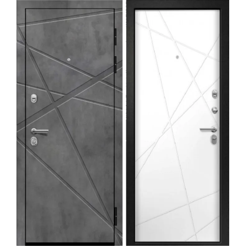 Входная дверь в квартиру Ретвизан Орфей-221 860х2050 Левая Сатин черный - Бетон темный/ Силк сноу