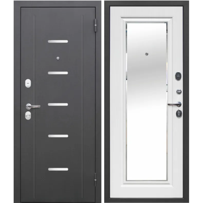 Входная дверь в квартиру Феррони 7,5 см Гарда Серебро NEW 860х2050 Левая Антик серебро  -  белый ясень