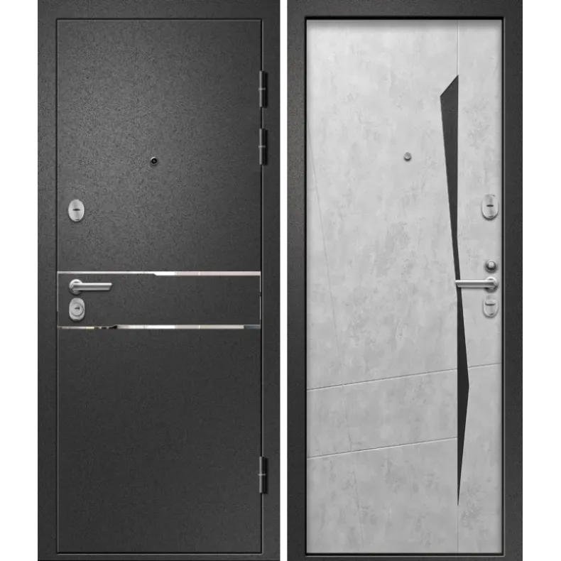 Входная дверь в квартиру Ретвизан Медея-321 (М3) 860х2050 Левая Сатин черный - Бетон серый