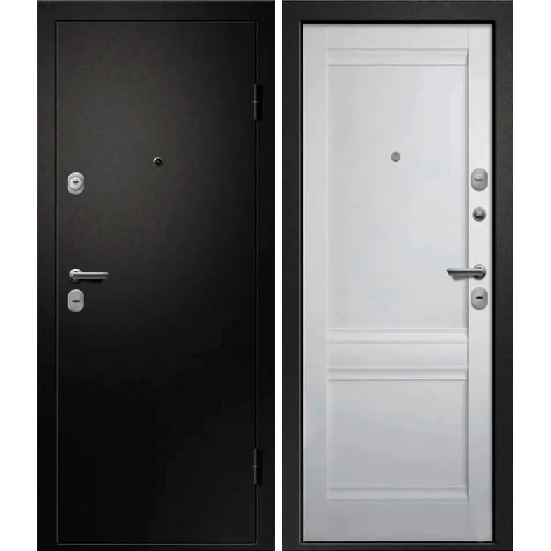 Входная дверь в квартиру Ретвизан Аризона-220 880*2050 Левая Сатин черный - Белый нп