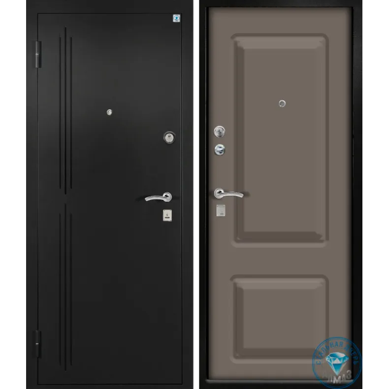 Входная дверь в квартиру Алмаз МАЛАХИТ 880*2050 Левая  Сатин графит -  Супермат капучино