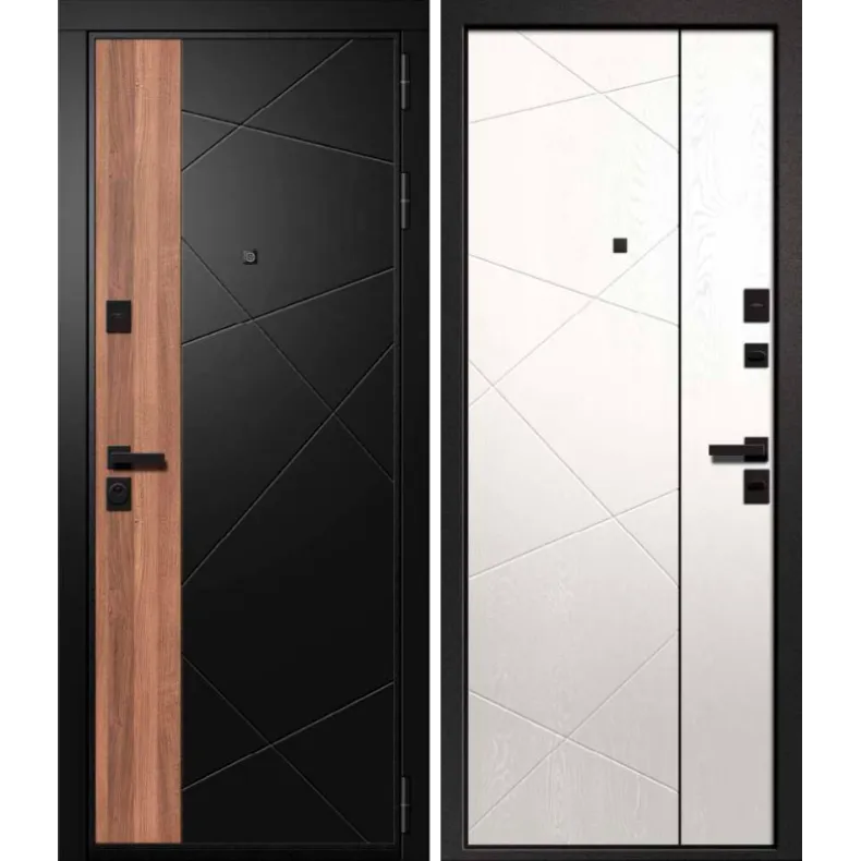 Входная дверь в квартиру Ретвизан Орфей-315 860х2050 Левая Сатин черный - Софт черный + Вяз барон темный/Тангент перламутр