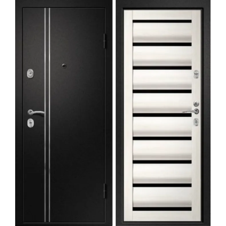 Входная дверь в квартиру Ретвизан Медея-321 (М1) «Сидней» 960х2050 Правая Сатин черный - Белый кипарис Входная дверь в квартиру Ретвизан Медея-321 (М1) «Сидней» 960х2050 Правая Сатин черный - Белый кипарис