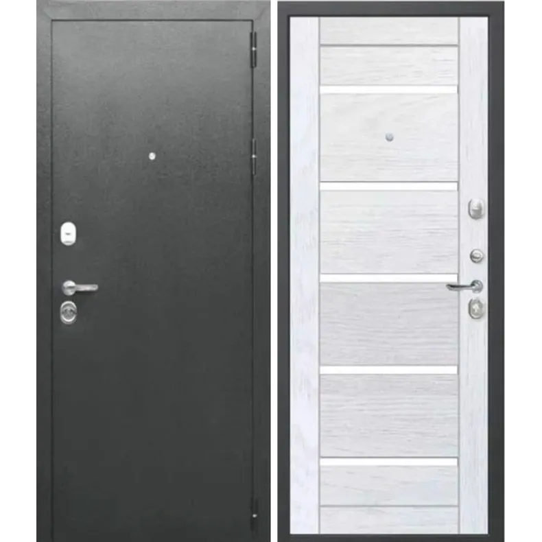 Входная дверь в квартиру Феррони Тайга 9 см Царга 860х2050 Левая Антик Серебро- Астана милки