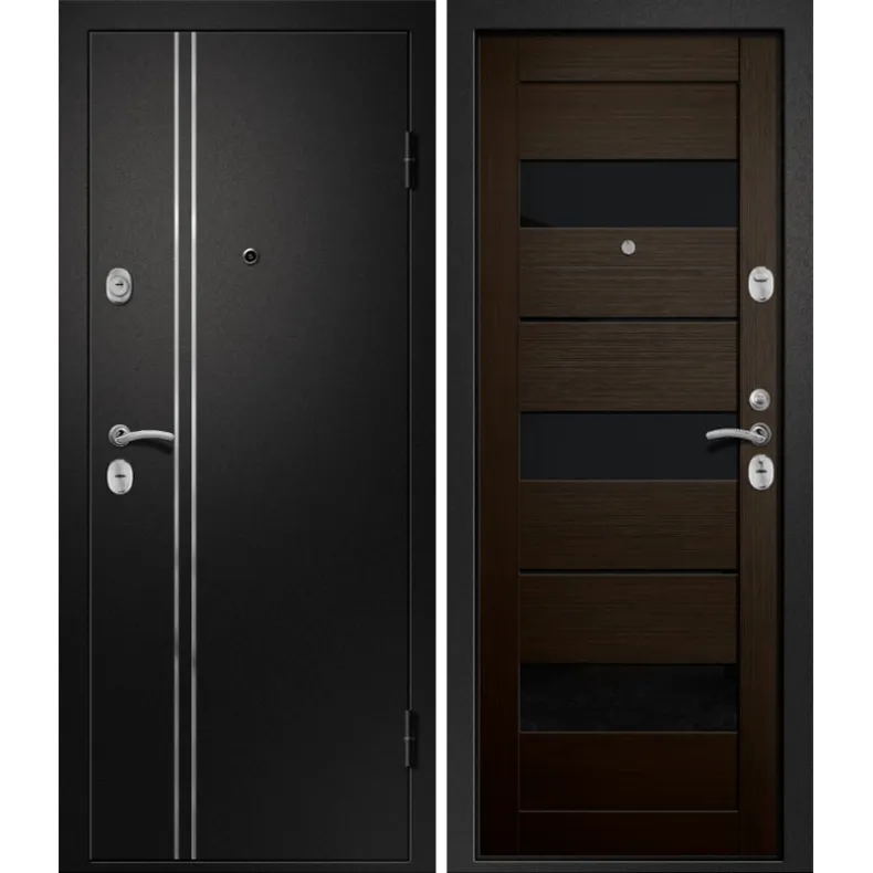 Входная дверь в квартиру Ретвизан Медея-321 (М1) 860х2050 Левая Сатин черный -  темный кипарис