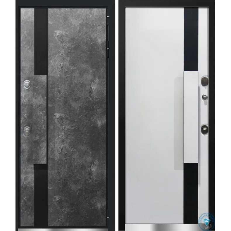 Входная дверь в квартиру Алмаз НИКО (NIKO) 860х2050 Левая МЕТАЛЛИК ЧЕРНЫЙ (без блесток) - Рейгар