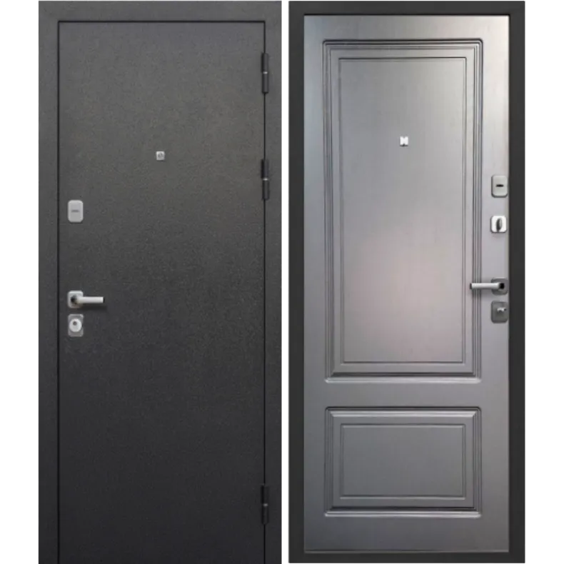 Входная дверь в квартиру Феррони Толстяк Букле Черный 860х2050 Левая  «Букле черный» - Ясеень графит эмаль