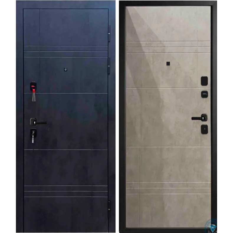 Входная дверь в квартиру Алмаз БЕРИЛЛ КВАДРО-2 860х2050 Левая  Бетон графит -  Бетон бежевый