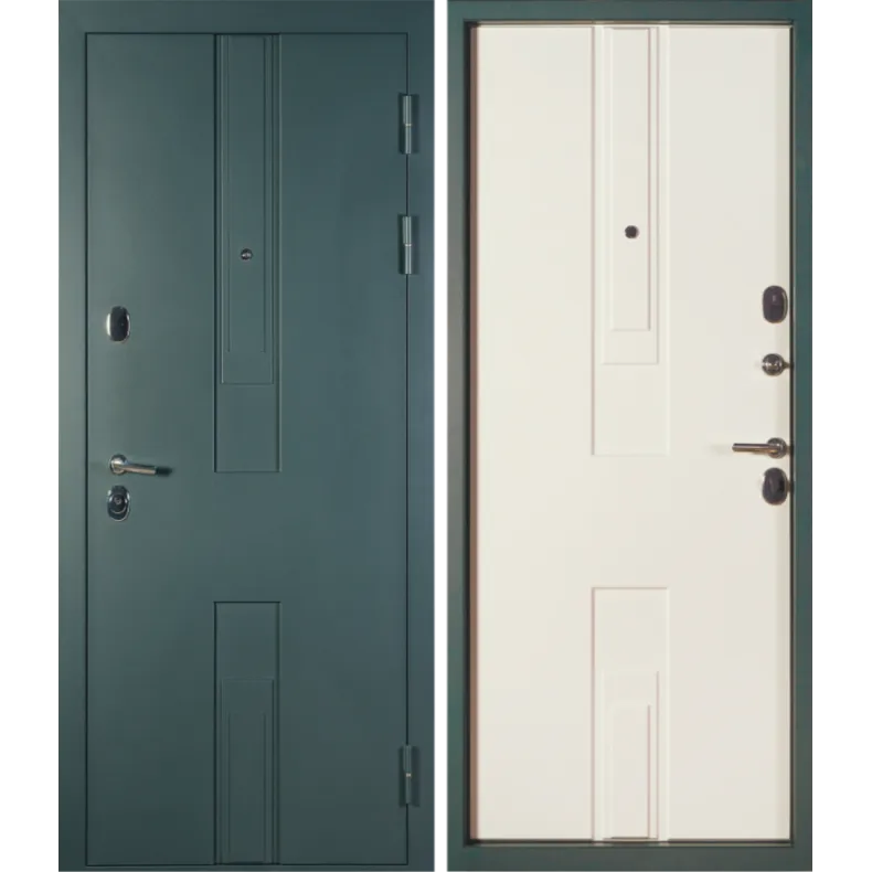 Входная дверь в квартиру Алмаз САНТО 3.1 (SANTO 3.1) 880*2050 Левая RAL 7035 + МУАР RAL 7016 - Софт айс 