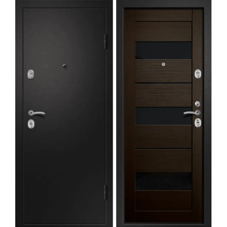 Входная дверь в квартиру Ретвизан Медея-321 860х2050 Левая Сатин черный -  темный кипарис