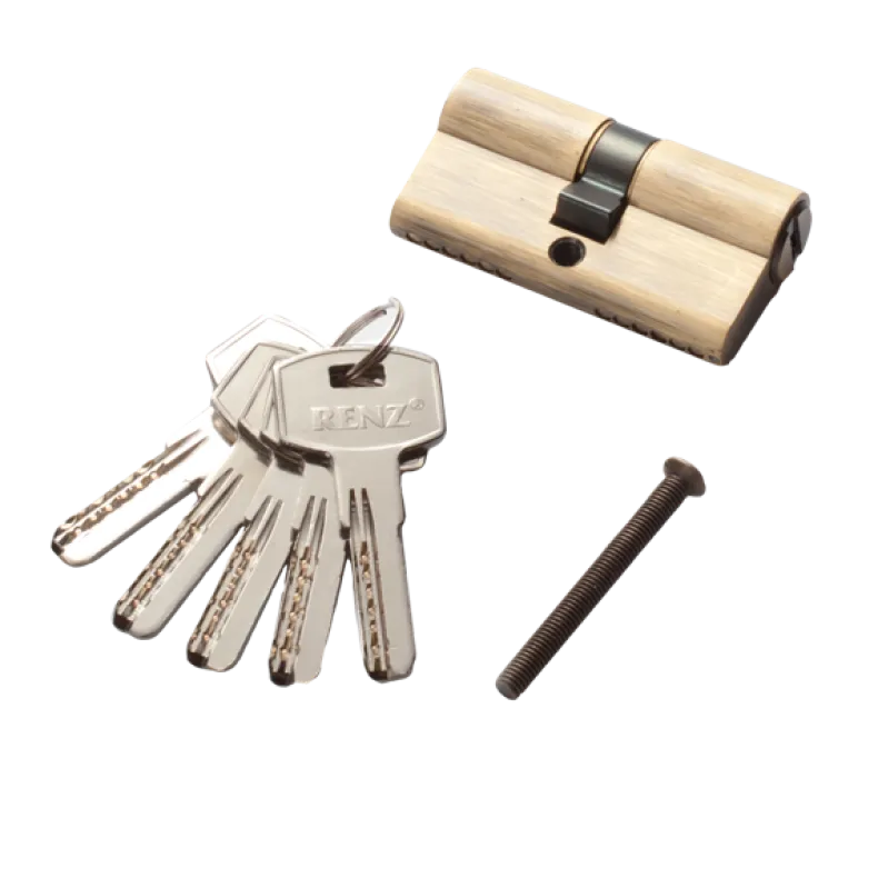 Цилиндр РЕНЦ 60 мм К-К, стандартный ключ, INCS 60 бронза античная