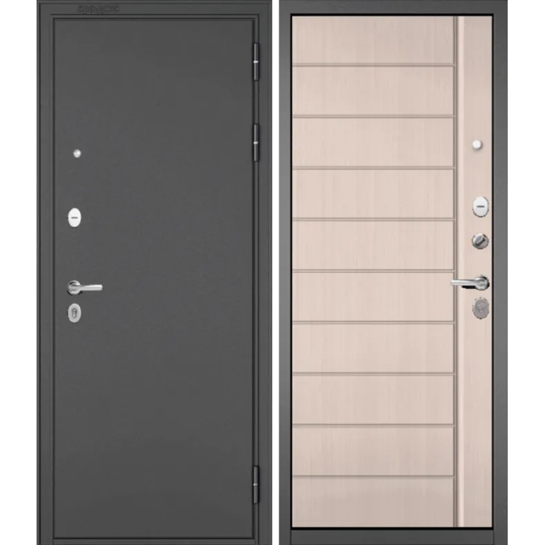 Входная дверь в квартиру Мастино (Бульдорс) Trust Mass 136 860х2050 Левая БУКЛЕ ГРАФИТ - ЛАРЧЕ БЬЯНКО