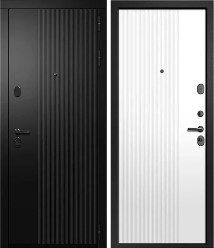 Входная дверь в квартиру Ретвизан Орфей-620 860х2050 Левая Сатин черный - Софт черный/Софт айс
