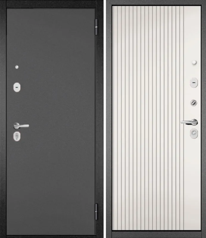 Входная дверь в квартиру Мастино (Бульдорс) TRUST ECO 161 860х2050 Левая АНТРАЦИТ БУКЛЕ - БЕЛОСНЕЖНЫЙ