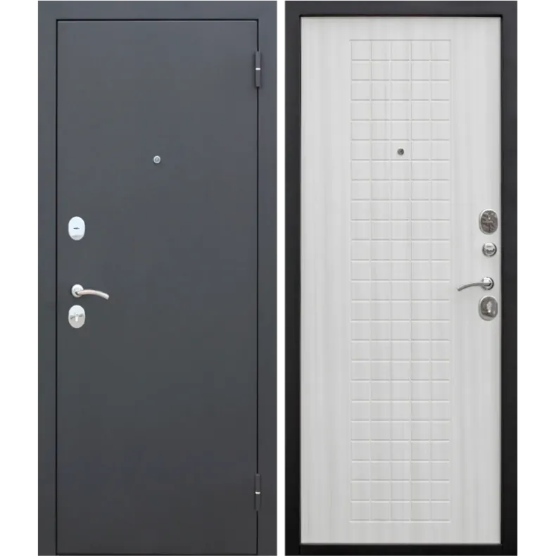 Входная дверь в квартиру Феррони Гарда Муар 8 мм 860х2050 Левая чёрный муар -  Белый ясень