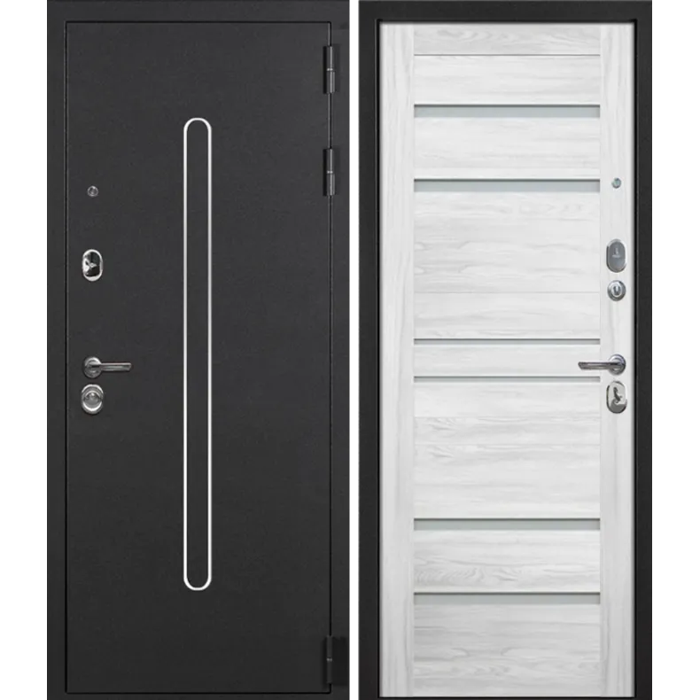 Входная дверь в квартиру Юдм ЦЕФЕЙ (мет/панель) 860х2050 Левая Букле графит - Ривьера Айс 