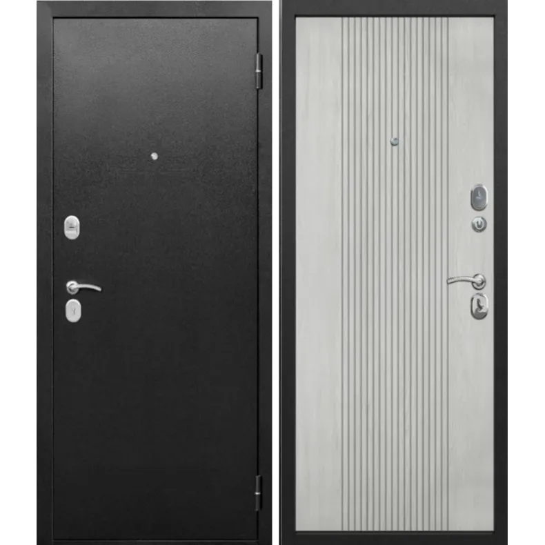 Входная дверь в квартиру Феррони NOVA Серебро 860х2050 Левая Антик серебро  -  белый ясень