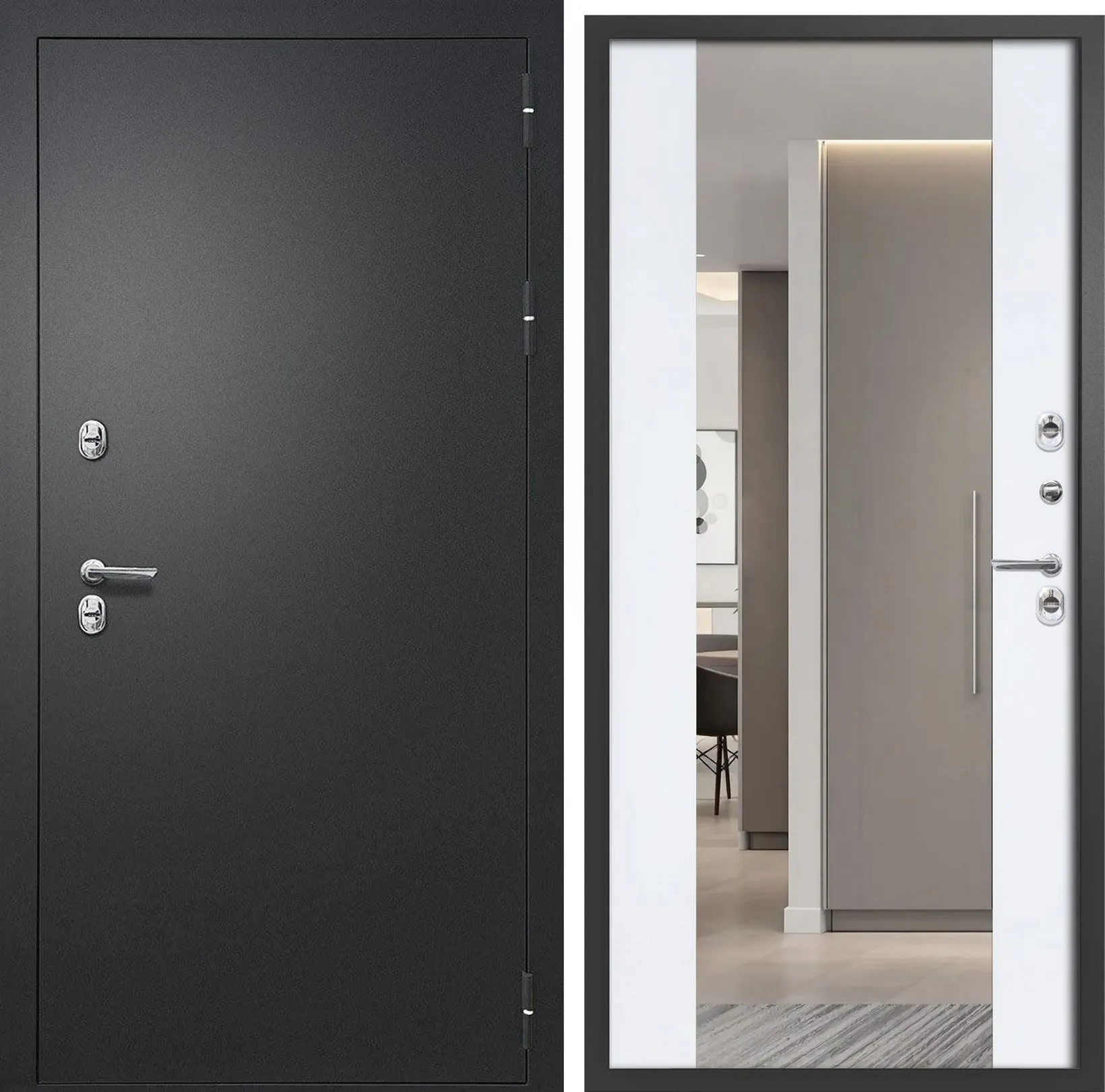 Входная дверь с терморазрывом Сибирь Профиль FLYDOORS Айварс ТЕРМО Зеркало