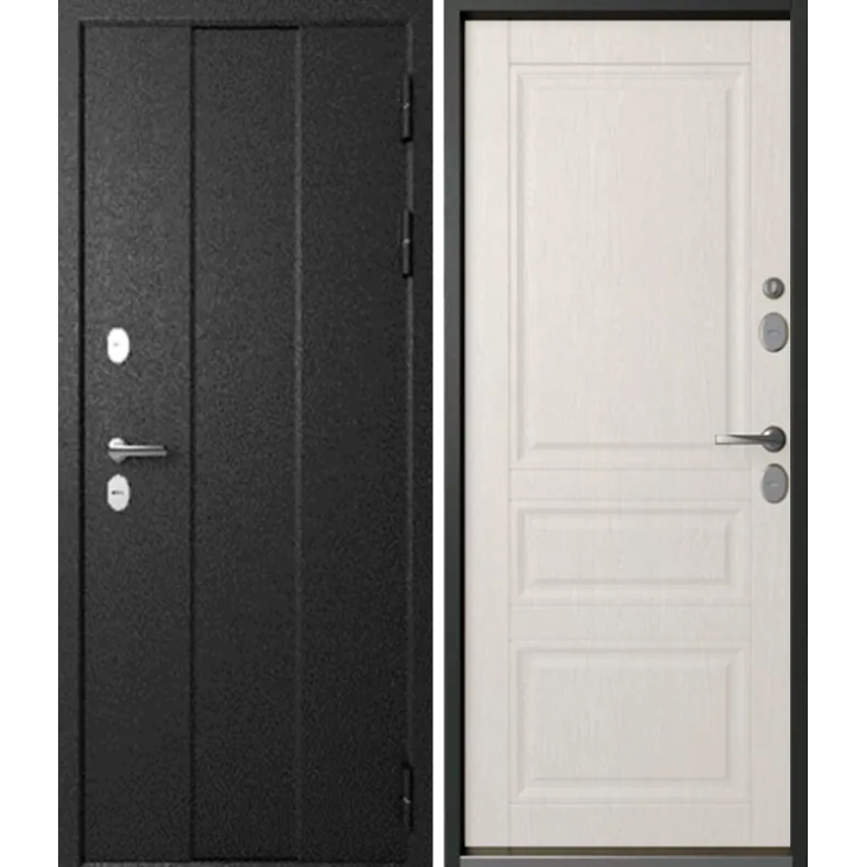 Входная дверь в дом с терморазрывом Эталон TERMO-4 860х2050 Левая ЧЕРНЫЙ БУКЛЕ - АСТАНА ЭШ УАЙТ