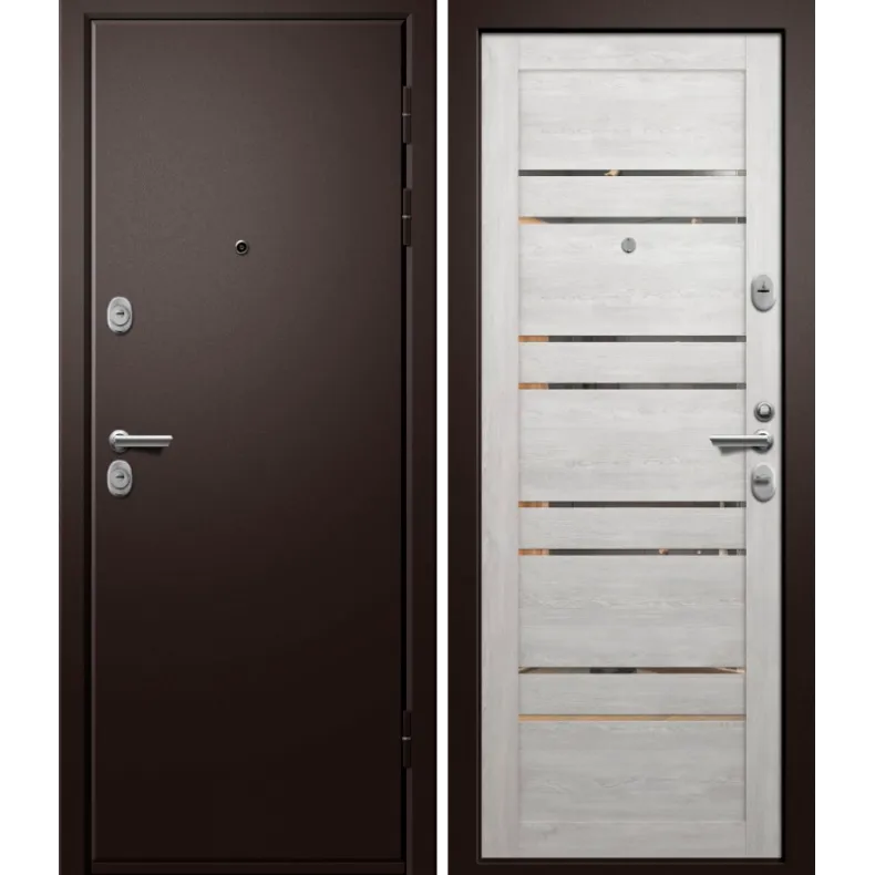 Входная дверь в квартиру Ретвизан Медея-340 860х2050 Левая Сатин черный - ДУБЛИН -Эко-шпон Дуб нордик