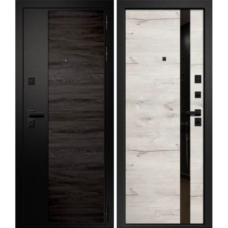 Входная дверь в квартиру Ретвизан Орфей-311 NEW 860х2050 Левая Сатин черный - Астана Блэк Горизонтальный/Дуб Арктик Горизонтальный