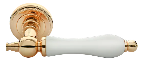 Ручка дверная Morelli MART MH-42-CLASSIC PG/W раздельная на круглой розетке Ручка дверная Morelli MART MH-42-CLASSIC PG/W раздельная на круглой розетке