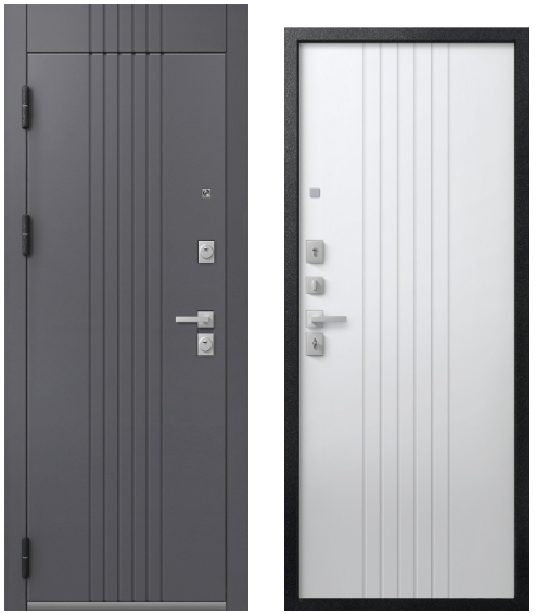 Входная дверь в квартиру Центурион LUX-12 860х2050 Левая чёрный муар + кашемир графит - кашемир белый