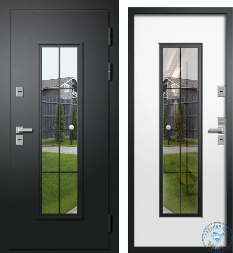Входная дверь в дом с терморазрывом Алмаз ТИЧИНО (с декоративной решеткой)