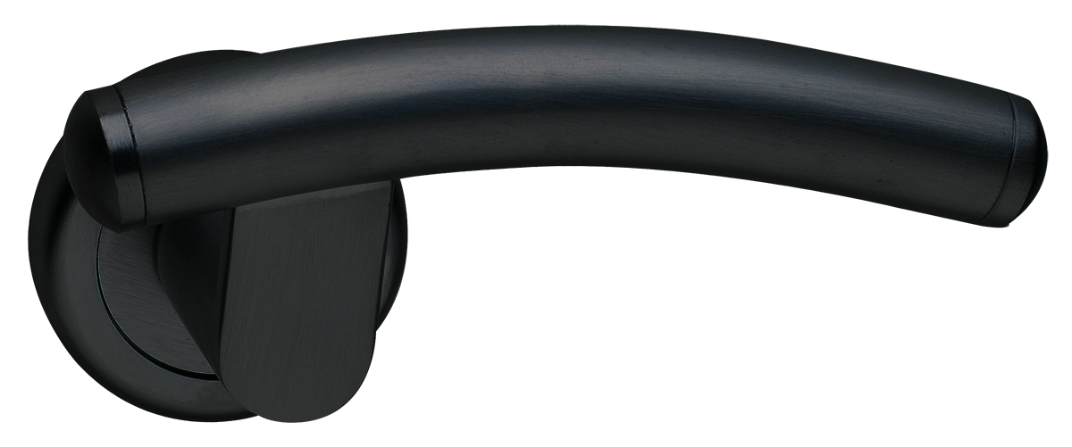 Ручка дверная LUNA R4 NERO-ST на круглой розетке цвет черный soft touch Ручка дверная LUNA R4 NERO-ST на круглой розетке цвет черный soft touch