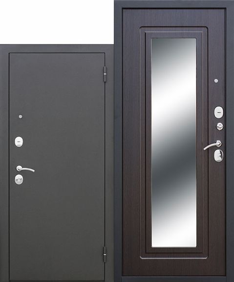 Стальная дверь с зеркалом Ultra, Муар- Венге