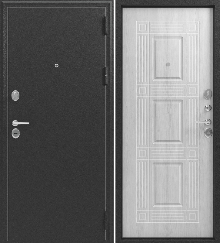 Входная дверь Эталон, Х-6 Серебро-Скания милк