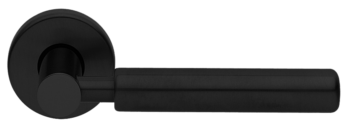 Ручка дверная CLOUD R3 NERO-ST на круглой розетке цвет черный soft touch