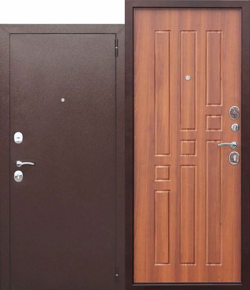 Стальная дверь, Ultra - Эконом, Медь- Рустикальный дуб