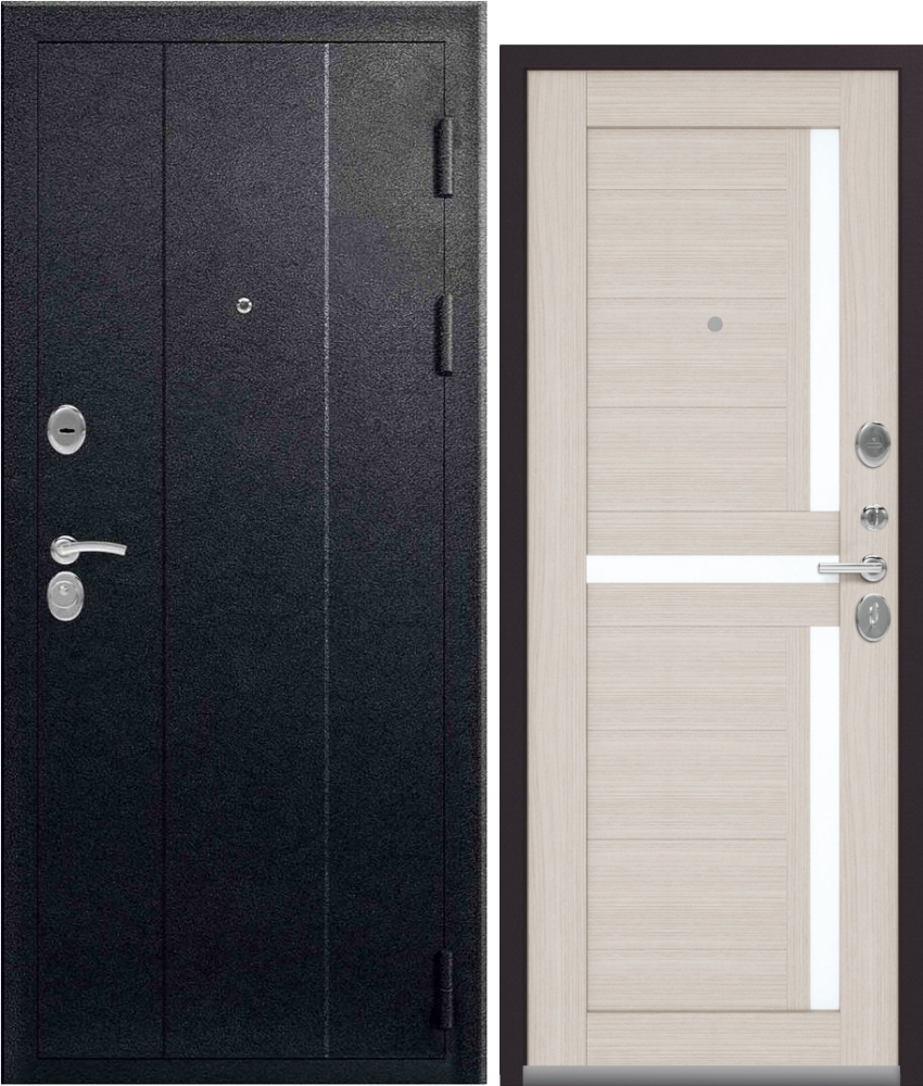 Входная дверь Эталон, Х-16 Черный шелк-Лиственница белая